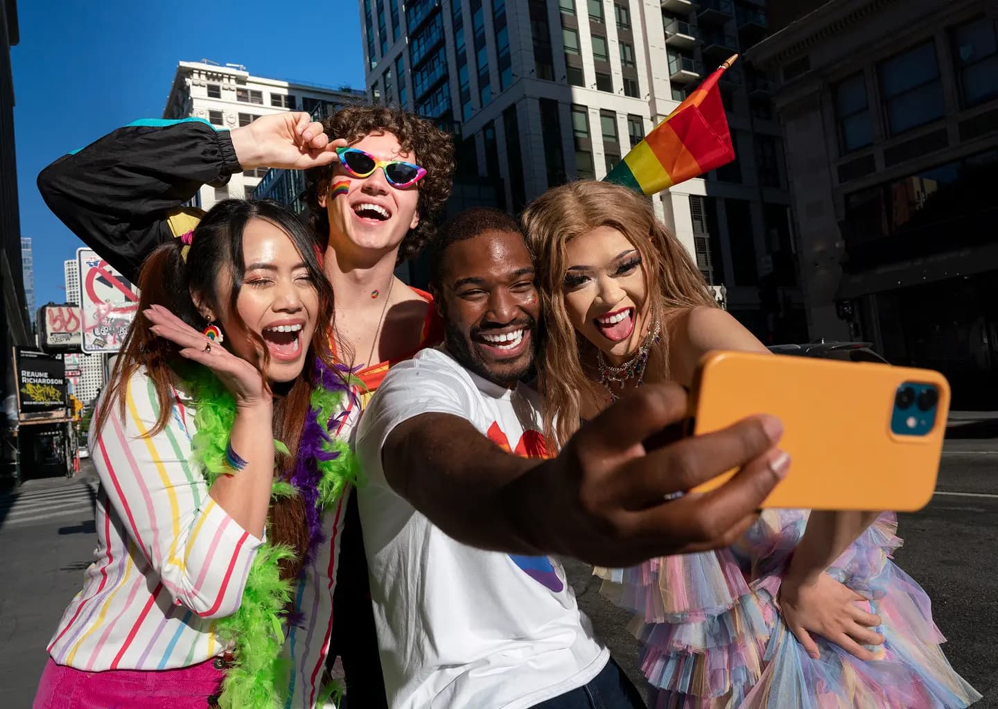 People taking selfie